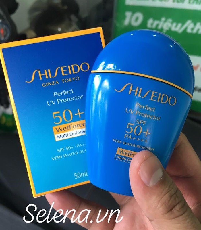 Kem chống nắng Shiseido Perfect UV Protector Multi Defense SPF 50+/PA++++ chứa công thức bảo vệ da tối ưu dưới nắng, không bị rửa trôi dưới nước hay tiết mồ hôi nhiều.