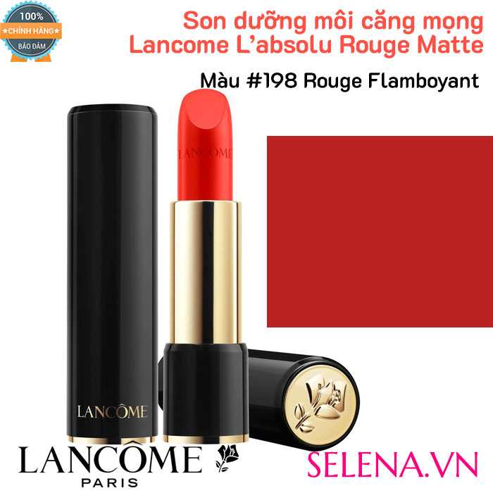 Son dưỡng môi căng mọng Lancome L’absolu Rouge Matte #198 Rouge Flamboyant