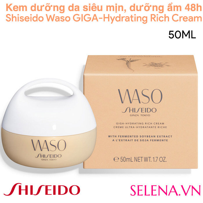 Kem dưỡng da siêu mịn Shiseido Waso GIGA-Hydrating Rich Cream dưỡng da mặt căn mịn, làm mềm da, dưỡng ẩm da mặt suốt 48 giờ dưỡng ẩm sâu dưới da, khoá ẩm
